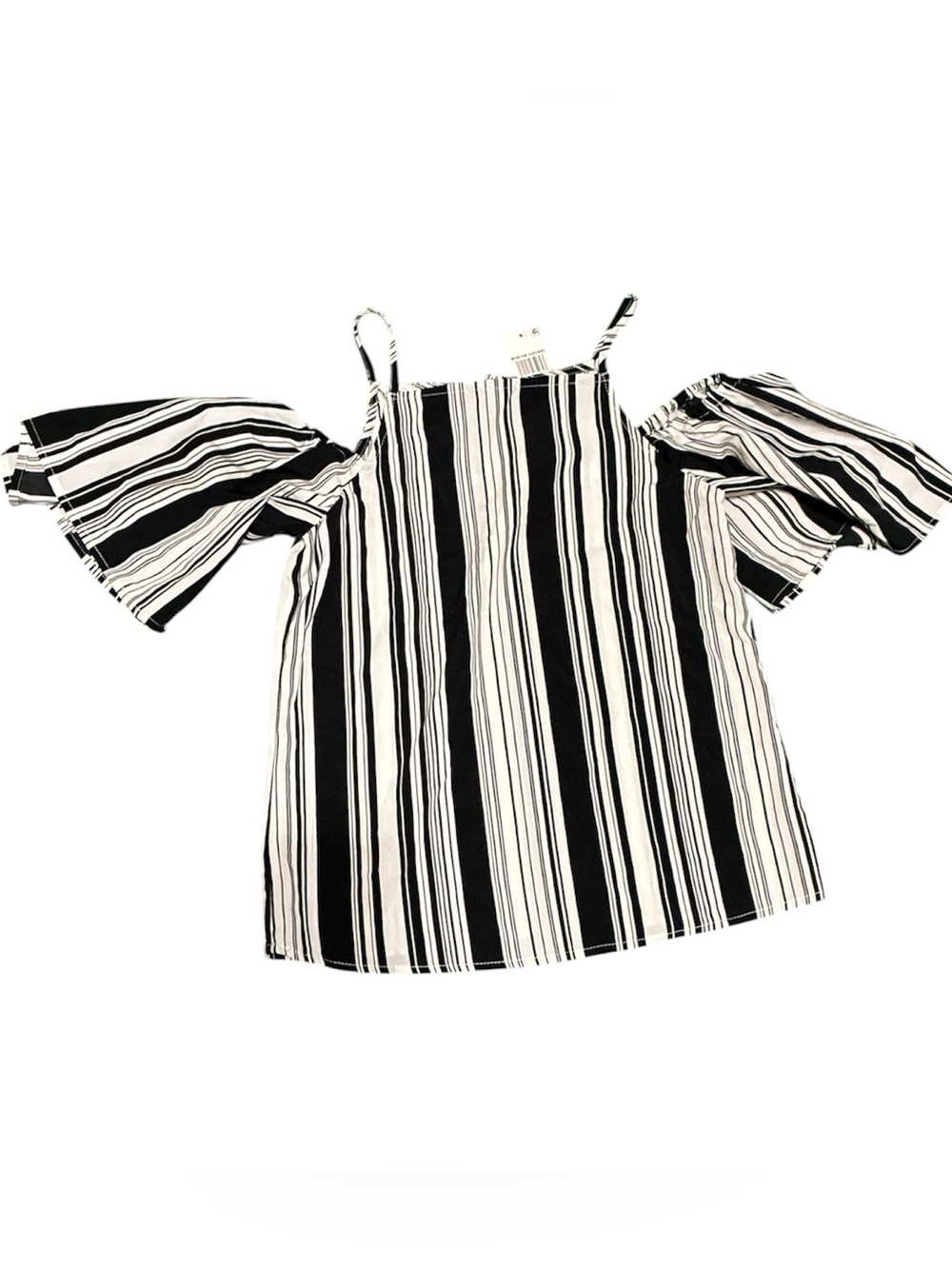 Crave Fame Black & White Striped Cold-Shoulder Camisole
